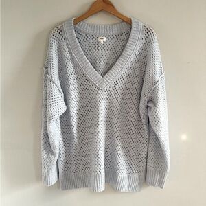 Aerie Light Blue V-Neck Sweater, Size L
